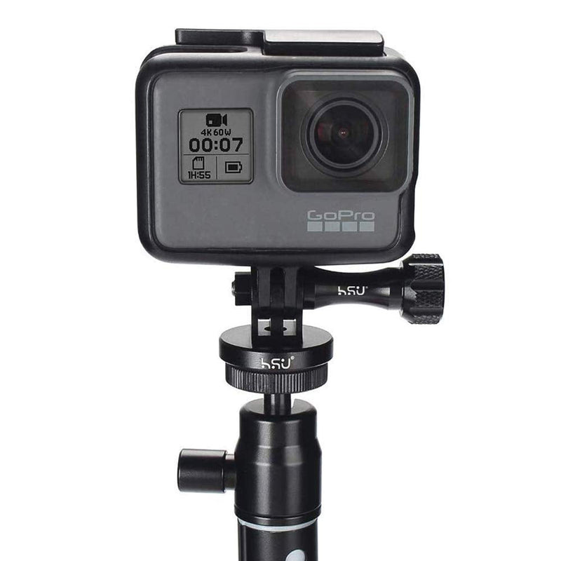HSU Aluminum Alloy Metal GoPro Tripod/Monopod Mount with Aluminum Thumbscrew for GoPro Hero 10, 9, 8, 7, 6, 5, 4, 3+, 3, 2, 1 HD, AKASO Campark and Other Action Cameras (Black) Monopod Mount + Thumbscrew (Black)