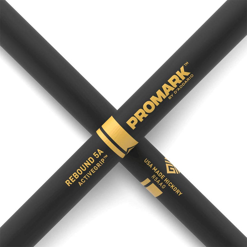 Promark ActiveGrip Forward Drumsticks, Acorn Tip, Black, Rebound 5A