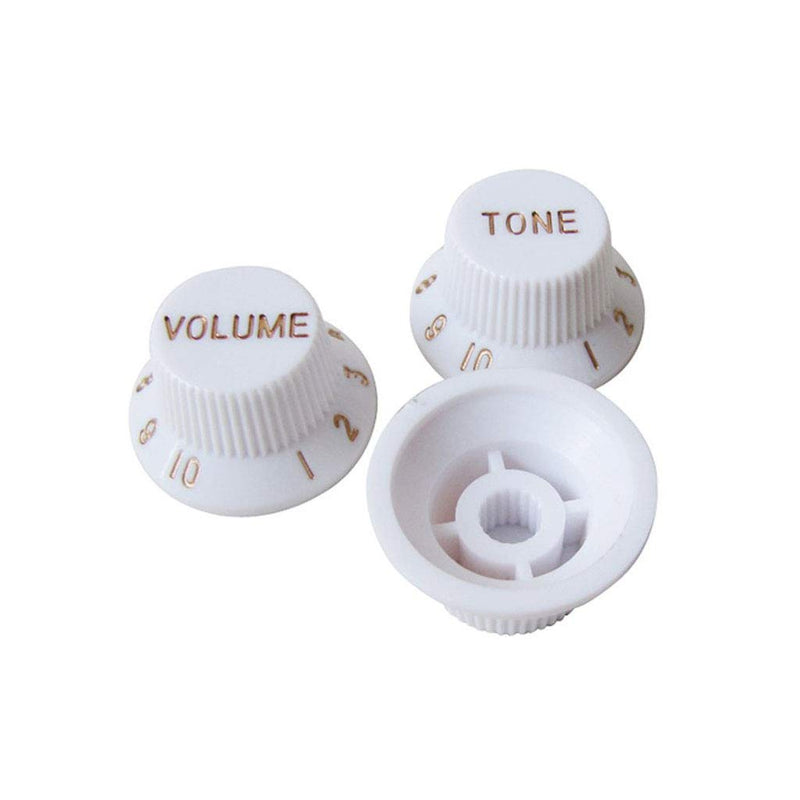 Alnicov Guitar Control Knobs 1 Volumn 2 Tone Fits Metric Pots Knobs Compatible For Fdstrat Stratocaster Style Electric Guitar Parts. (White)