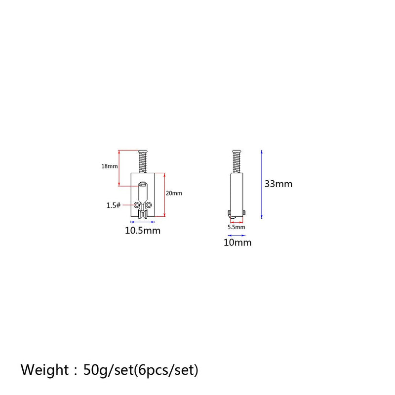 Alnicov 6 Pcs Roller Bridge Saddles Replacement Tremole Saddles for Electric Guitar（Chrome）