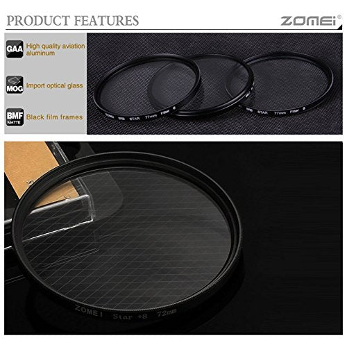 ZM 58mm Star-Effect Cross Starburst Twinkle Lens + 4 Points Star Filter + 6 Points Star Filter + 8 Points Star Filter Set for Canon Nikon