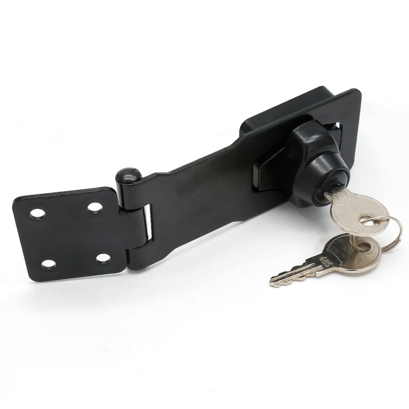 [AUSTRALIA] - Kyuionty 2Pcs Keyed Hasp Locks 4 Inch Twist Knob Keyed Locking Hasp, Metal Safety Hasp Latches Keyed Different for Small Doors, Cabinets (Black) Black 