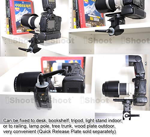 iShoot Super Strong Universal Metal Photo Photography Camera Crab Clamp Holder for 5cm Round Tubes Tripod Light Stand Boom & 3cm Square Tube Desk Bookshelf Wooden Board Clamp Holder for Cobra-shaped Arm