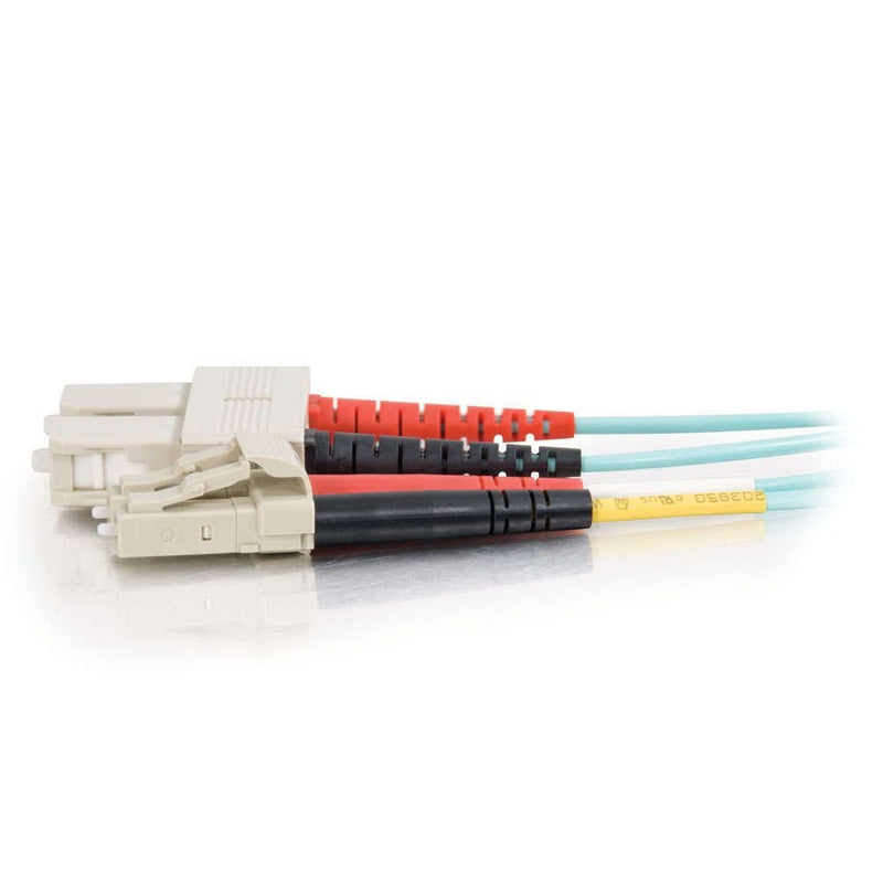 C2G/Cables to Go 33052 LC-SC 10GB 50/125 OM3 Duplex Multimode PVC Fiber Optic Cable, Aqua (2 Meter) 2 Meter