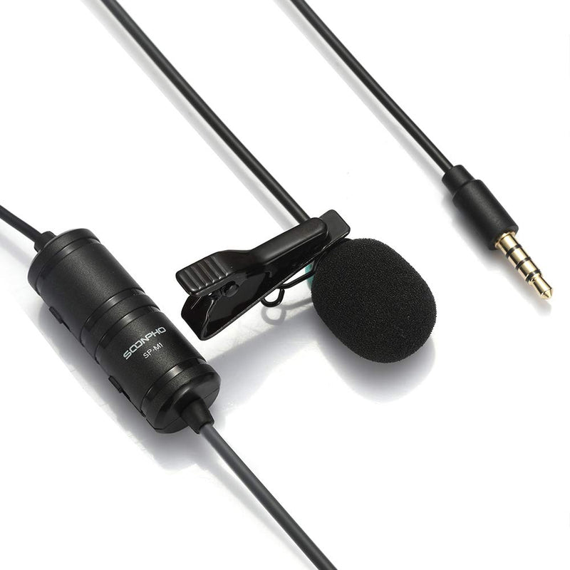 [AUSTRALIA] - Soonpho Professional Lavalier Lapel Microphone,3.5mm Omnidirectional Condenser Mic Easy Clip On Microphone with Windscreen for iPhone,Camera,DSLR,Recording YouTube,Video Conference,Podcast,Interview 