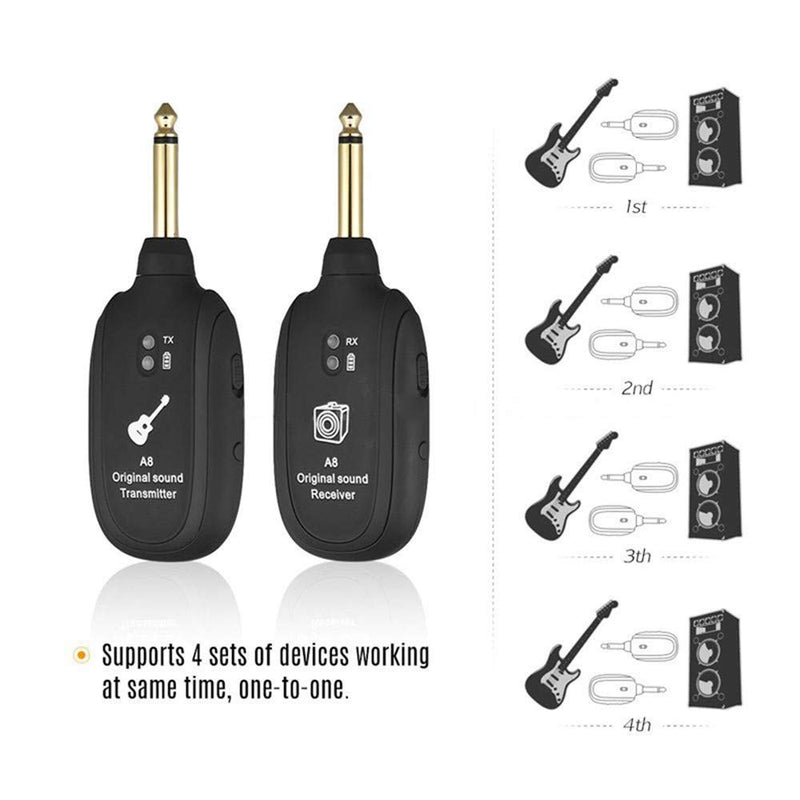 [AUSTRALIA] - Wireless Guitar System Guitar UHF Wireless Audio Transmitter Receiver Electric Digital Guitar System Transmitter Receiver Set UHF A8 