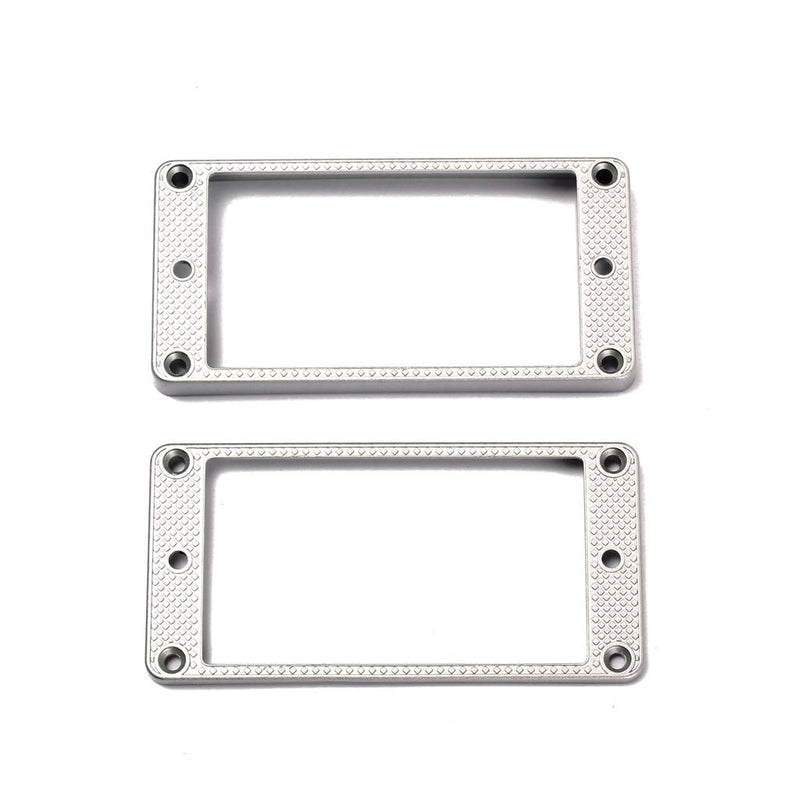 Alnicov 2 Pcs Curved Bottom Humbucker Pickup Ring Set for Epiphone Guitar Accessories,Silver