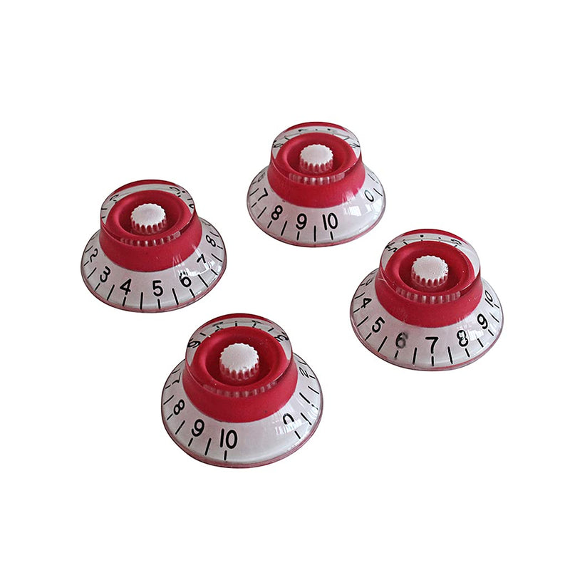 Alnicov Guitar Top Hat Speed Control Knobs Volume Tone Knobs for LP Electric Guitar Set of 4,Red and White