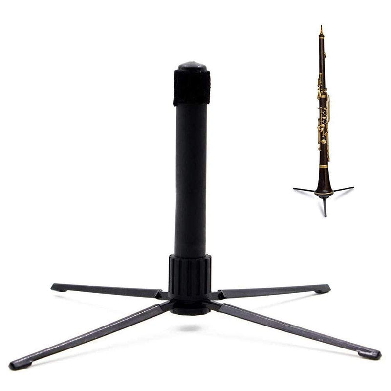 Liyafy Portable Flute Stand Holder Metal Foldable Support 4-Leg Stand Wind Instrument Accessory Black