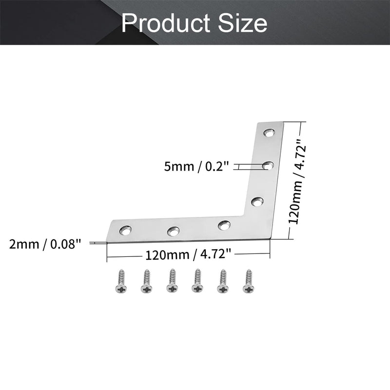 [AUSTRALIA] - MroMax 4PCS L-Shaped Right Angle Bracket (L x W) Stainless Steel Right Angle Bracket Fastener Silver 