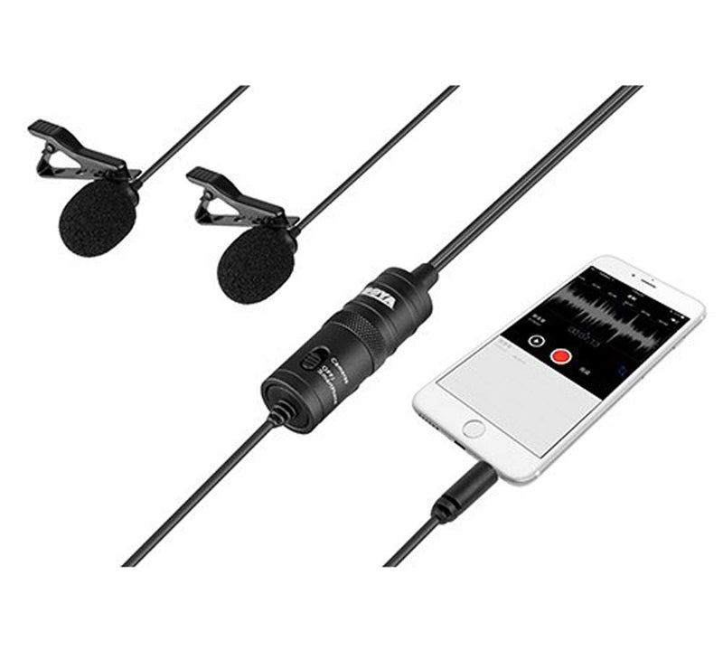BOYA BY-M1DM Dual Lavalier Universal Microphone with a Single 1/8 Stereo Connector for Smartphones DSLR Camears Camcorders