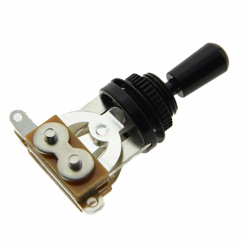 Dopro Guitar 3 Way Short-Frame Toggle Switch Pickup Selector Black with Brass Metal Black Tip (not Plastic Tip) for Les Paul Electric Guitars Black Switch with Black Metal Tip
