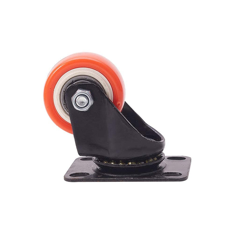 MroMax 1.5 Inch Swivel Caster Wheels PU 360 Degree Top Plate Mounted Caster Wheel Orange 77lb Capacity 4Pcs