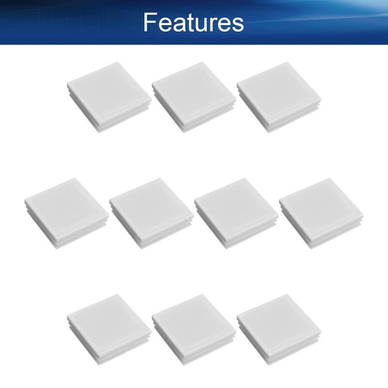 Heyiarbeit 20PCS 1.97" x 1.97" (LxW) Plastic Tubing Plug Square Post End Caps for Handrail Stair Newel Guardrail Tube White