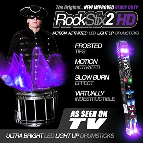 ROCKSTIX 2 HD DEEP PURPLE, BRIGHT LED LIGHT UP DRUMSTICKS, with fade effect, Set your gig on fire! (PURPLE ROCKSTIX) PURPLE ROCKSTIX