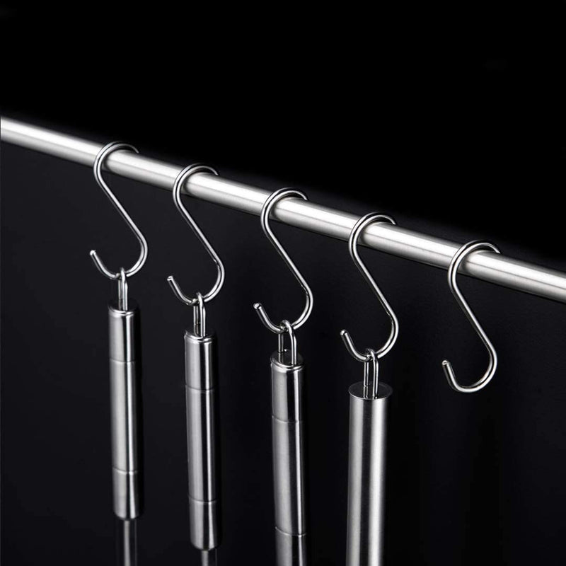 10Pack S Shaped Hooks Solid Hanging Hooks 304 Stainless Steel Hooks Pan Pot Holder Rack Metal Hooks Closet Plants Hooks Heavy Duty S Hook for Kitchenware,Utensils,Bags,Towels,Cups,Spoons(3inch)
