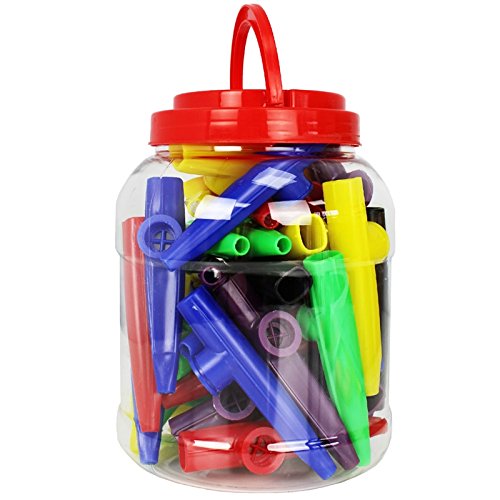 A-Star AP8100 Plastic Multi Coloured Kazoos - Pack of 40 - In Plastic Tub with Carry Handle, Multi-Coloured