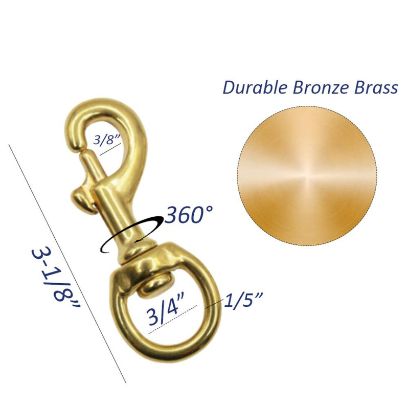 PISSION Flag Clips 4 Pack Heavy Duty Brass Swivel Snaps Hook for Rope, Flag Pole Hardware to Attach with Rope, Dog Chain, Leather Craft