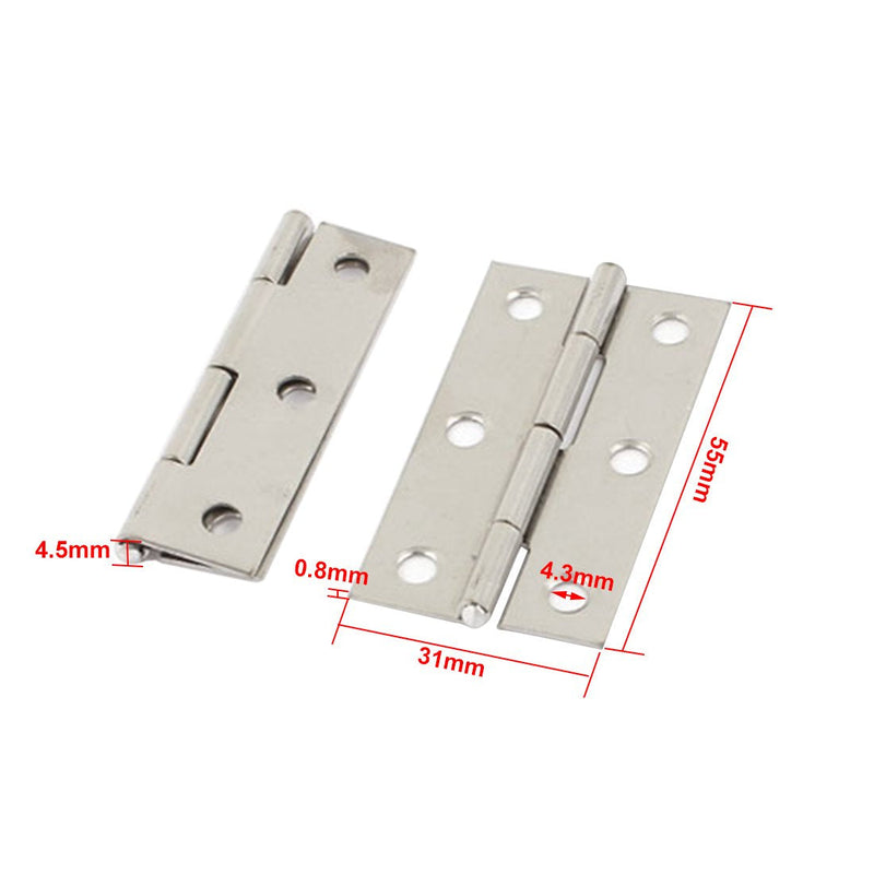 uxcell 2.2inches Long 6 Mounting Holes Stainless Steel Hinges 20 Pcs