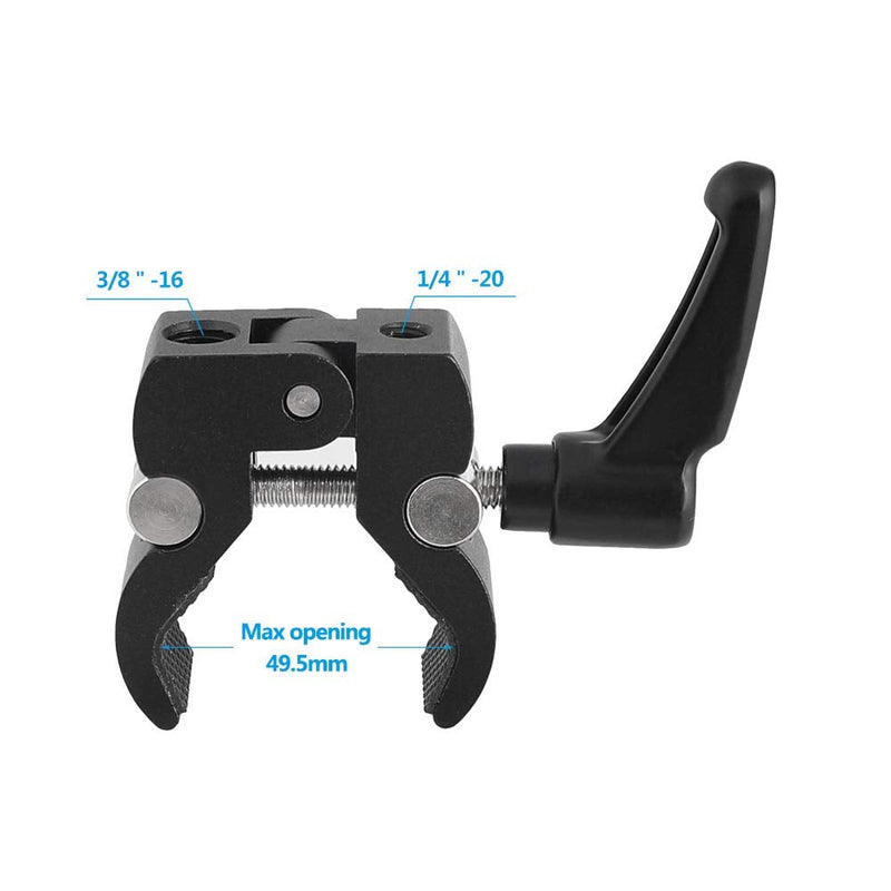Kayulin Super Crab Clamp with 1/4"-20 & 3/8"-16 Thread Hole for Camera Flash Light