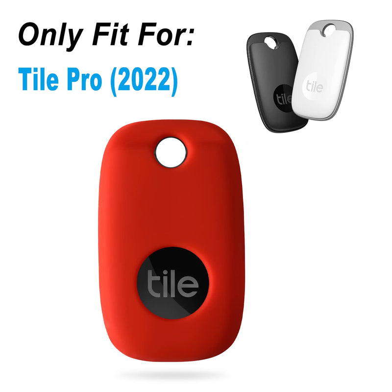 Geiomoo Silicone Case for Tile Pro 2022 Tracker, Soft Flexible Scratch Resistant Cover with Carabiner (Red) Red