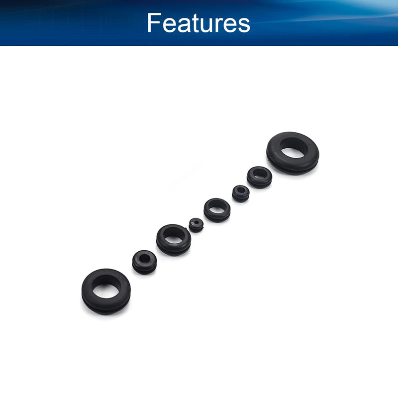 Yinpecly Rubber Grommet Assortment Firewall Wiring Gasket Kit for Wiring Cable for Automotive, Plumbing, and PC Hardware and Piano 180PCS