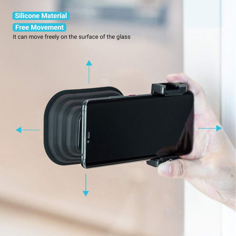 Universal Anti-Reflection Camera Lens Hood for iPhone Samsung Android Smartphone,Adjustable Clamp Phone Tripod Mount with Cold Shoe and Bubble Level,Cell Phone Lens Hood for Photos Video Through Glass