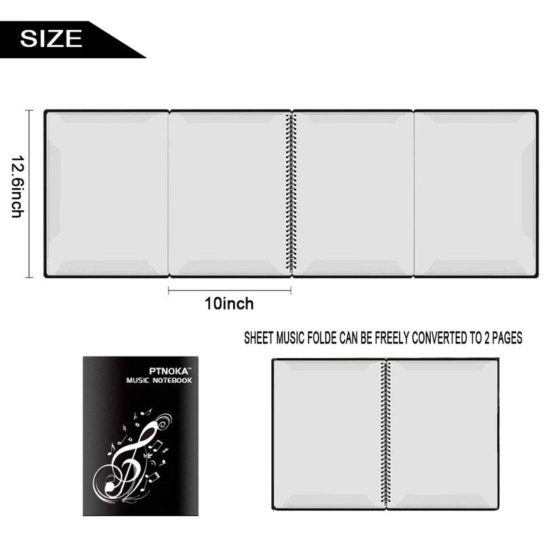 ZBY Music Binder, Sheet Music Folders Music Stand Accessories Music Binder 4 Pages Expand Spiral-Bound 10 Sleeves 40 Pockets