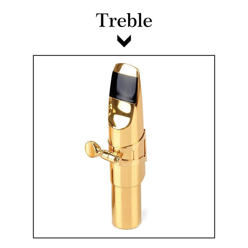 Aibay Gold Plated Metal Bb Soprano Saxophone Mouthpiece + Cap + Ligature #7 7