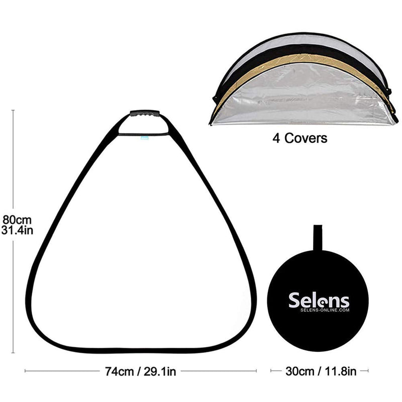 Selens 5-in-1 Triangle Reflector (32 Inch) with Handle for Photography Photo Studio Outdoor Lighting 32 inches
