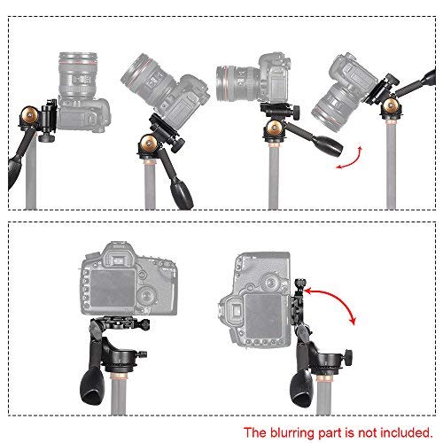 Andoer Camera Tripod Handle Ball Head 3-Way Fluid Head with Quick Release Plate 360 Degree Rotation for Canon Nikon Sony DSLR Camera Max. Load 6Kg