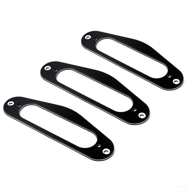 Alnicov 3 Pcs Metal Single Coil Surround Pickup Plate Mounting Ring for TL Electrical Guitar Black