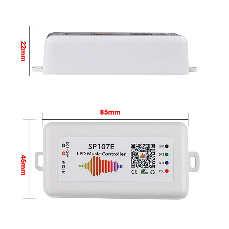 VIPMOON SP107E Bluetooth LED Music Controller Full Color Controller iOS/Andriod App Control Support WS2811 WS2812B WS2801 SK6812 Suitable for LED Strip or LED Matrix Panel