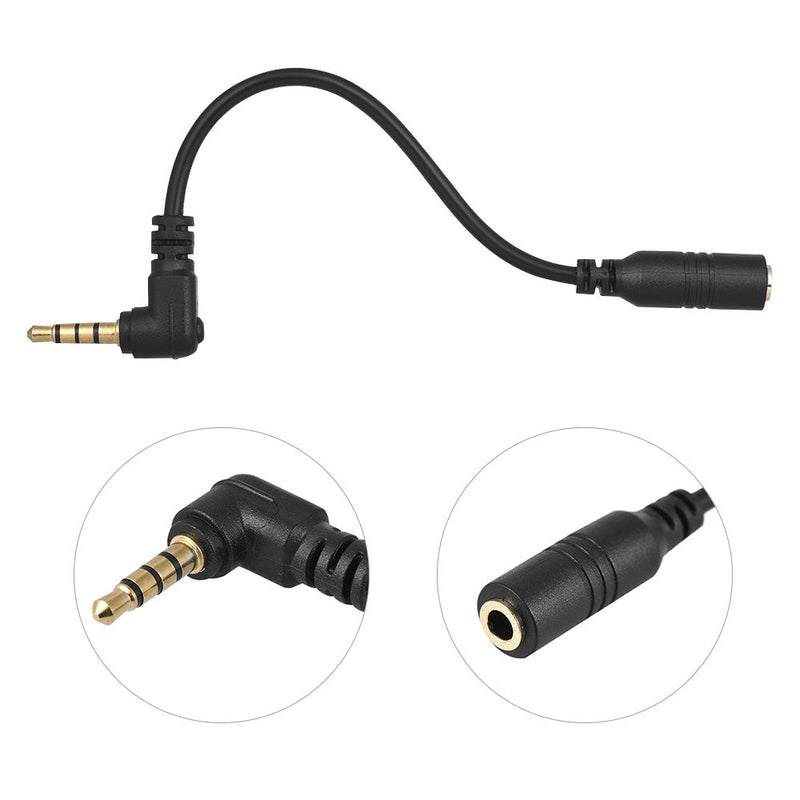 Andoer 3.5mm 3 Pole TRS Female to 4 Pole TRRS Male 90 Degree Right Angled Microphone Adapter Cable Audio Stereo Mic Converter compaitble with Android Smartphone