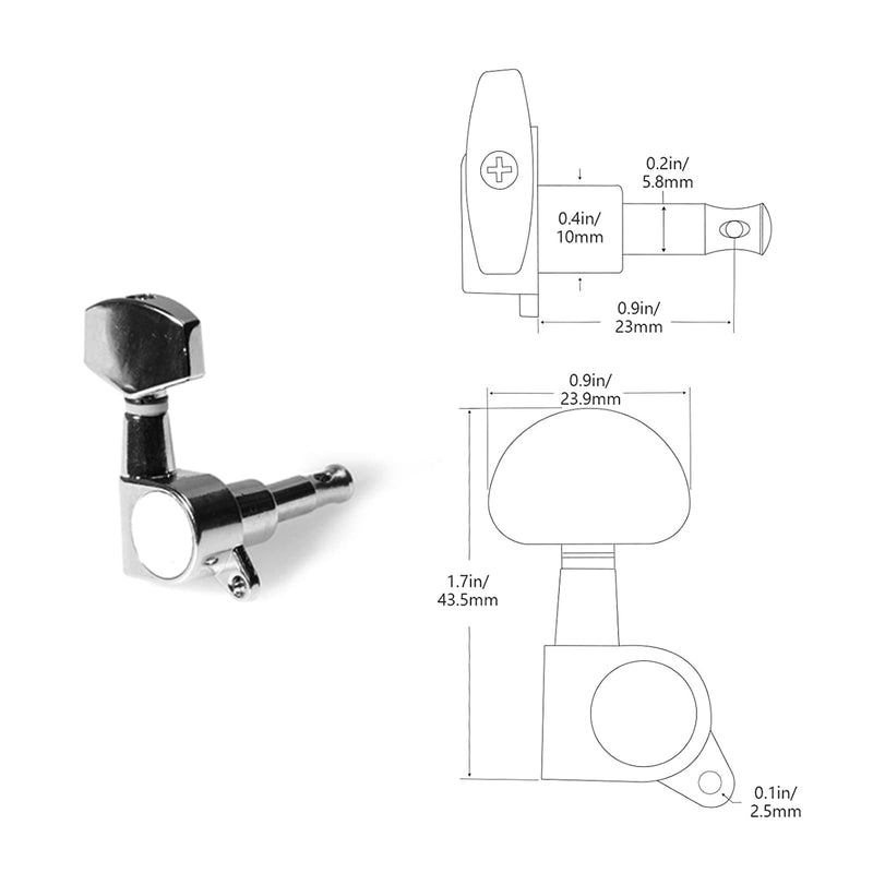 Cheerock 12Pcs Guitar String Tuning Pegs Tuner, Silver Machine Heads Knobs for Electric & Acoustic Guitar 6L 6R