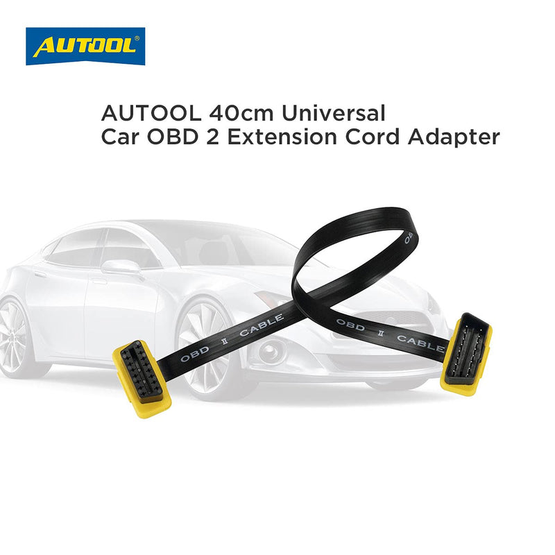 AUTOOL Automotive OBD II 16 Pin Male to Female Extension Cable Flat Ribbon Car Diagnostic Extender Cord Adapter for OBD 2 Diagnostic Scan Tool(1.3 ft/40 cm/15.7 inch)