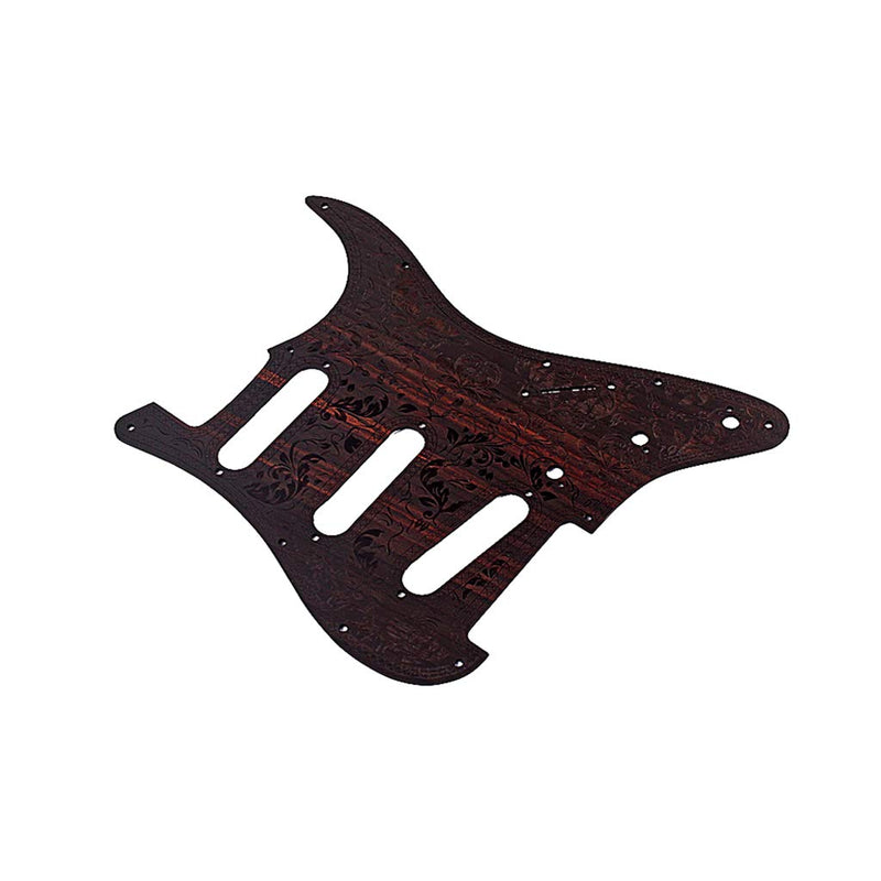 Alnicov SSS Wooden Guitar Pickguard Rosewood with Decorative Flower Pattern for Fender ST Electric Guitars