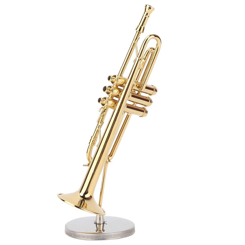 Hilitand Trumpet Model, Brass Miniature Instrument, Corrosion-Resistant Music Ornaments with Base/Box, Mini Trumpet, Gift, House Decor