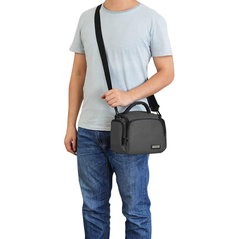 [AUSTRALIA] - CADeN Compact Camera Shoulder Crossbody Bag Case Compatible for Nikon, Canon, Sony SLR/DSLR Mirrorless Cameras and Lenses Waterproof Grey Small 