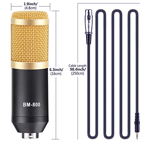 [AUSTRALIA] - Yumingchuang Studio Microphone Singing Professional Singing Microphone BM800 Music Sound Recording Microphone for Computer Black,with 2PCS Sponge Sleeve 