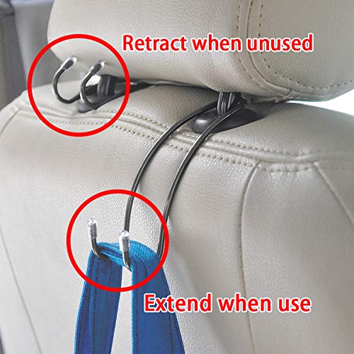4 Pack Car Seat Headrest Hooks Strong and Durable Backseat Hanger Storage for Handbags, Purses, Coats, and Grocery Bags, Universal SUV Truck Vehicle Car Seat Back Headrest Bottle Holder Organizer 4 Pack