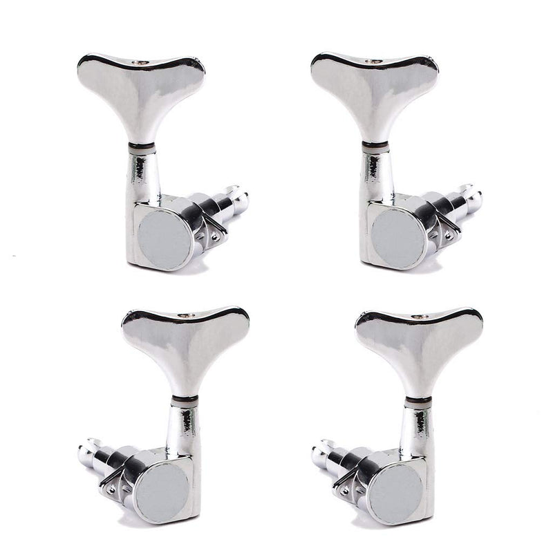 Alnicov Set Of 4 Quality Chrome Sealed Tuning Pegs Tuners Machine Heads For 4 Strings Bass Guitar 2L 2R