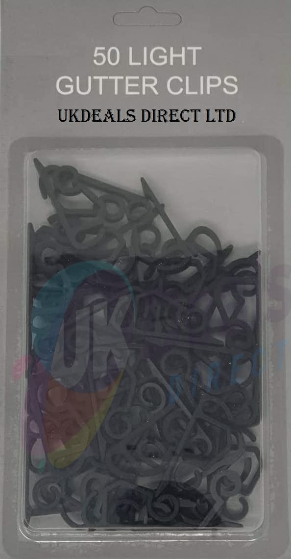 UKDD® 50 Gutter Hanging Hooks/Clips for Outdoor Christmas Xmas String Lights (Black) Black