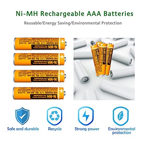 EOCIK 8 Pack HHR-55AAABU NI-MH Rechargeable Battery for Panasonic 1.2V 550mAh AAA Battery for Cordless Phones 8 Count (Pack of 1)