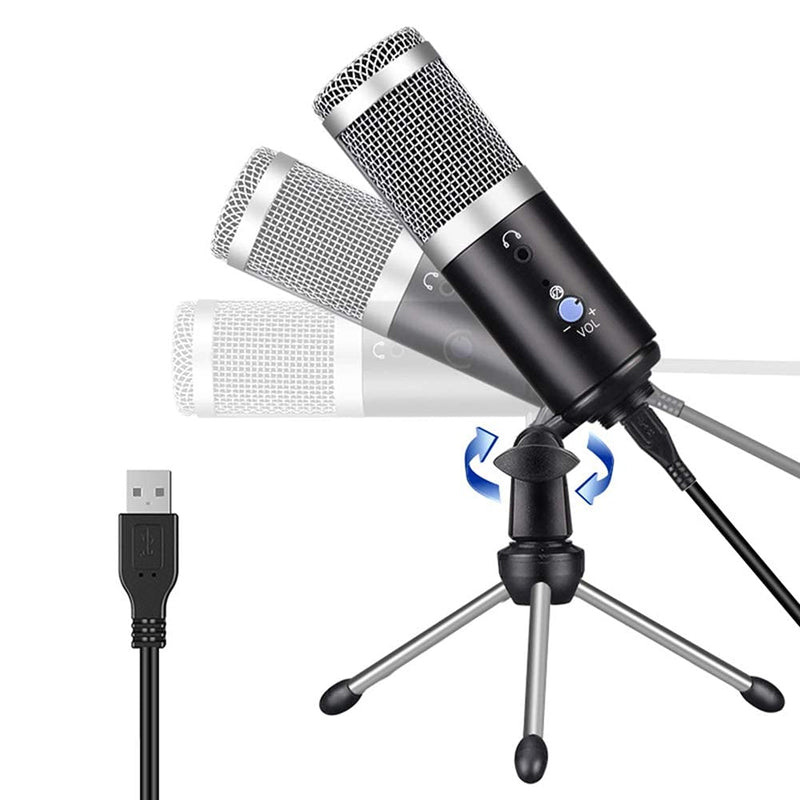 FEETER Condenser Gaming Microphone USB Computer Studio Microphone with Stand for Laptop Recording Voice Karaoke Broadcast DJ Recording