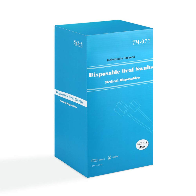 (250 Pcs) Oral Swab/Unflavored and Untreated Swab/Disposable Sterile Mouth Swabs/Individually Wrapped Oral Swabs for Dental and Hygienic Purpose/oral care swabs Quincunx-250 BLUE