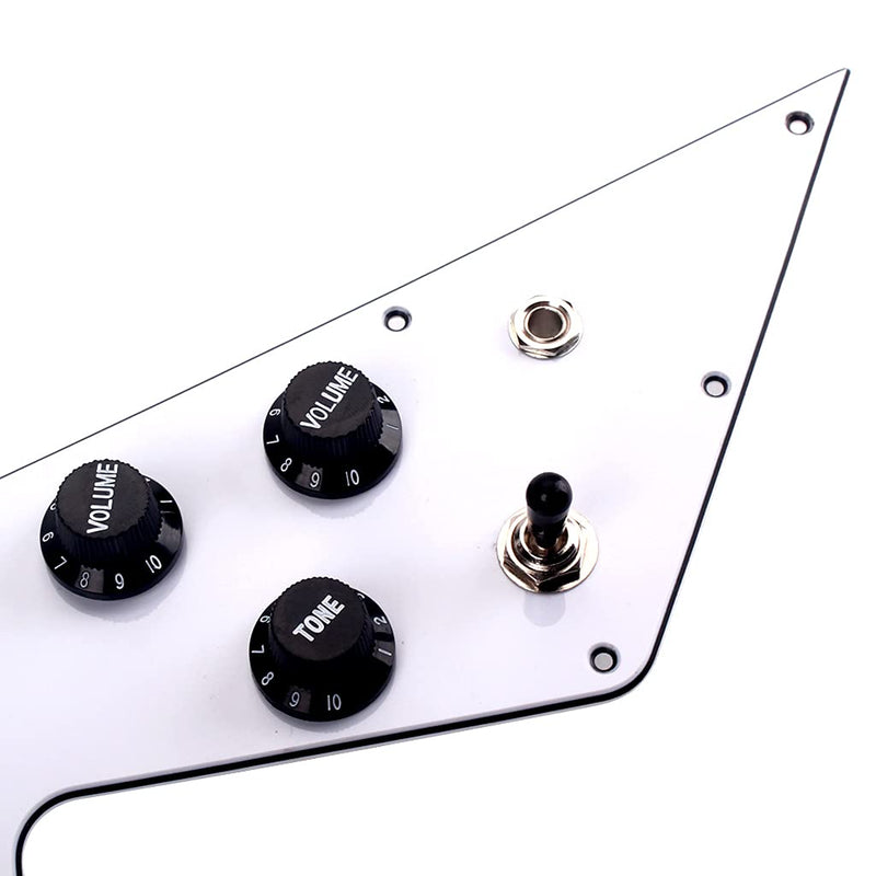 Alnicov 3 Ply Loaded Prewired Pickguard Wired Plate for Guitar,Compatible with Gibson Flying V Style Guitar,White