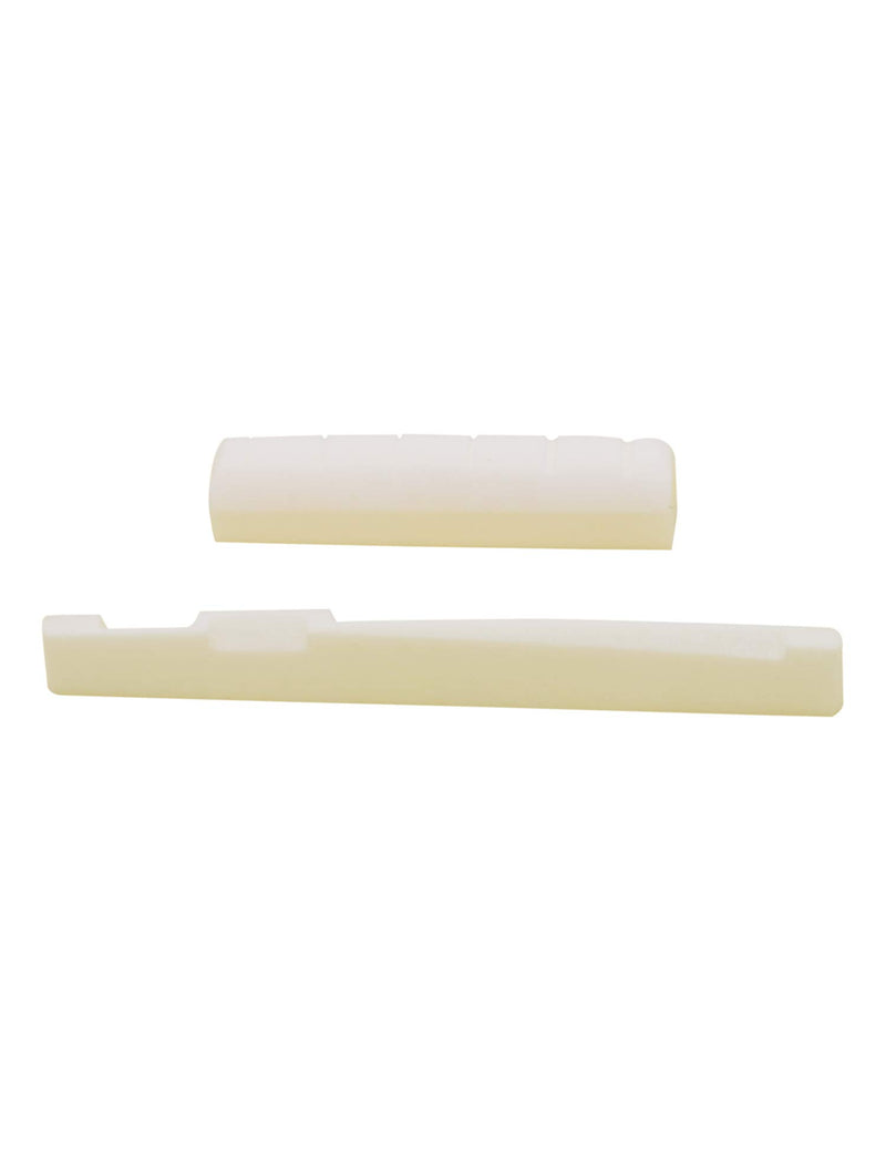 Metallor Bone Bridge Nut and Saddle for Folk Acoustic Guitar Parts Replacement 6 String Pre Slotted White 43 x 9 x 6mm Nut and 73 x 9.5 x 3mm Saddle. Nut: 43×9×6mm+Saddle: 73×9.5×3mm