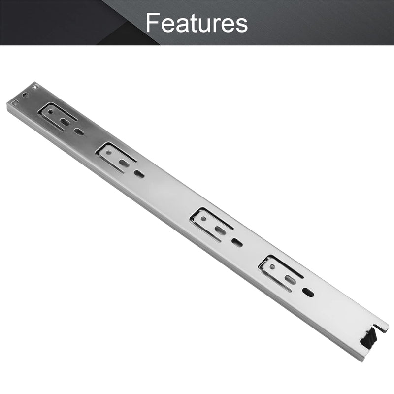 MroMax 14-Inch Drawer Slides, Full Extension Ball Bearing Slide Track Rail 35mm Wide 100lb Capacity Silver Tone 1 Pair