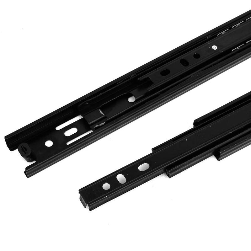 MroMax 12Inch Cold Rolled Steel Drawer Slides, Full Extension Ball Bearing Slide Track Rail 30mm Wide 100lb Capacity Black 1 Pair